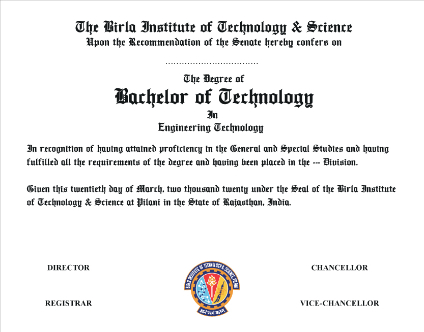 The Degree of Bachelor of Technology in Engineering Technology