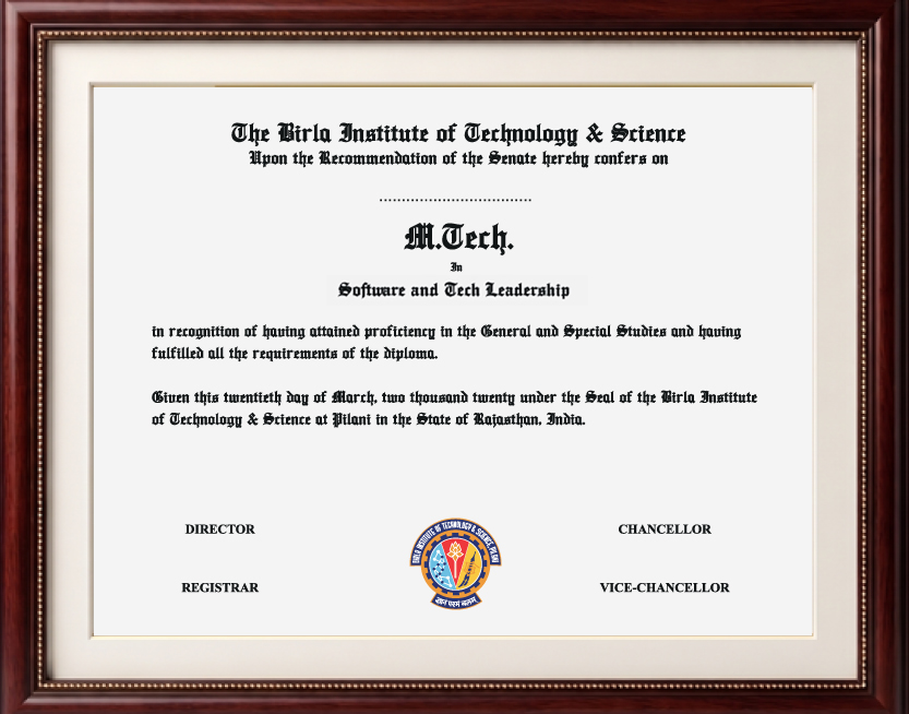 The Degree of Master of Technology in Software Systems