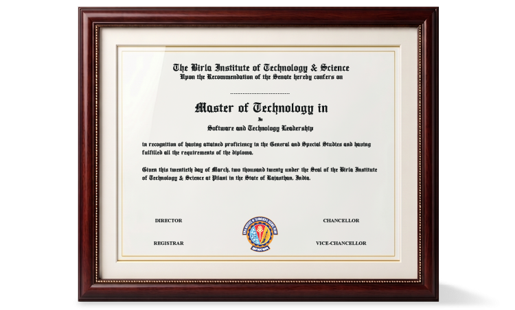 The Degree of Master of Technology in Software Systems