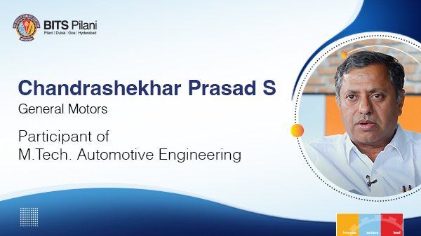 Prasad S, participant of M.Tech. Automotive Electonics programme